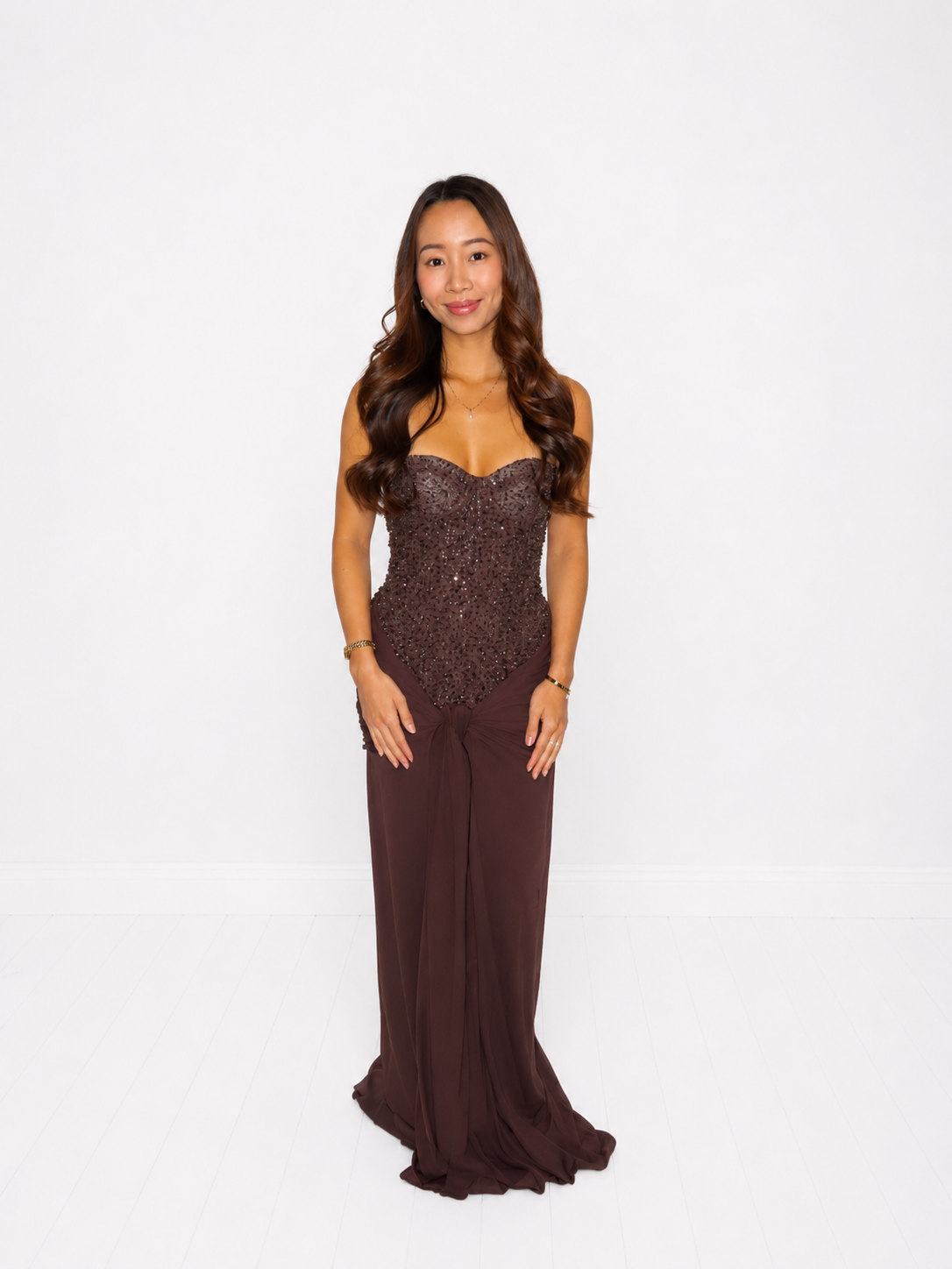 Carina Maxi Dress - Plum Brown
