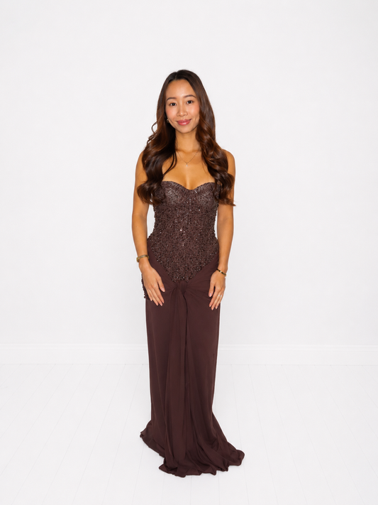 Carina Maxi Dress - Plum Brown