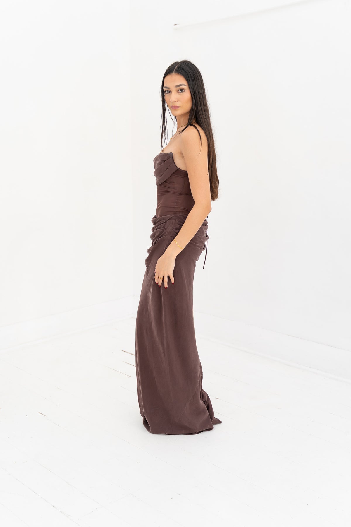 Liora Maxi Dress- Plum Brown