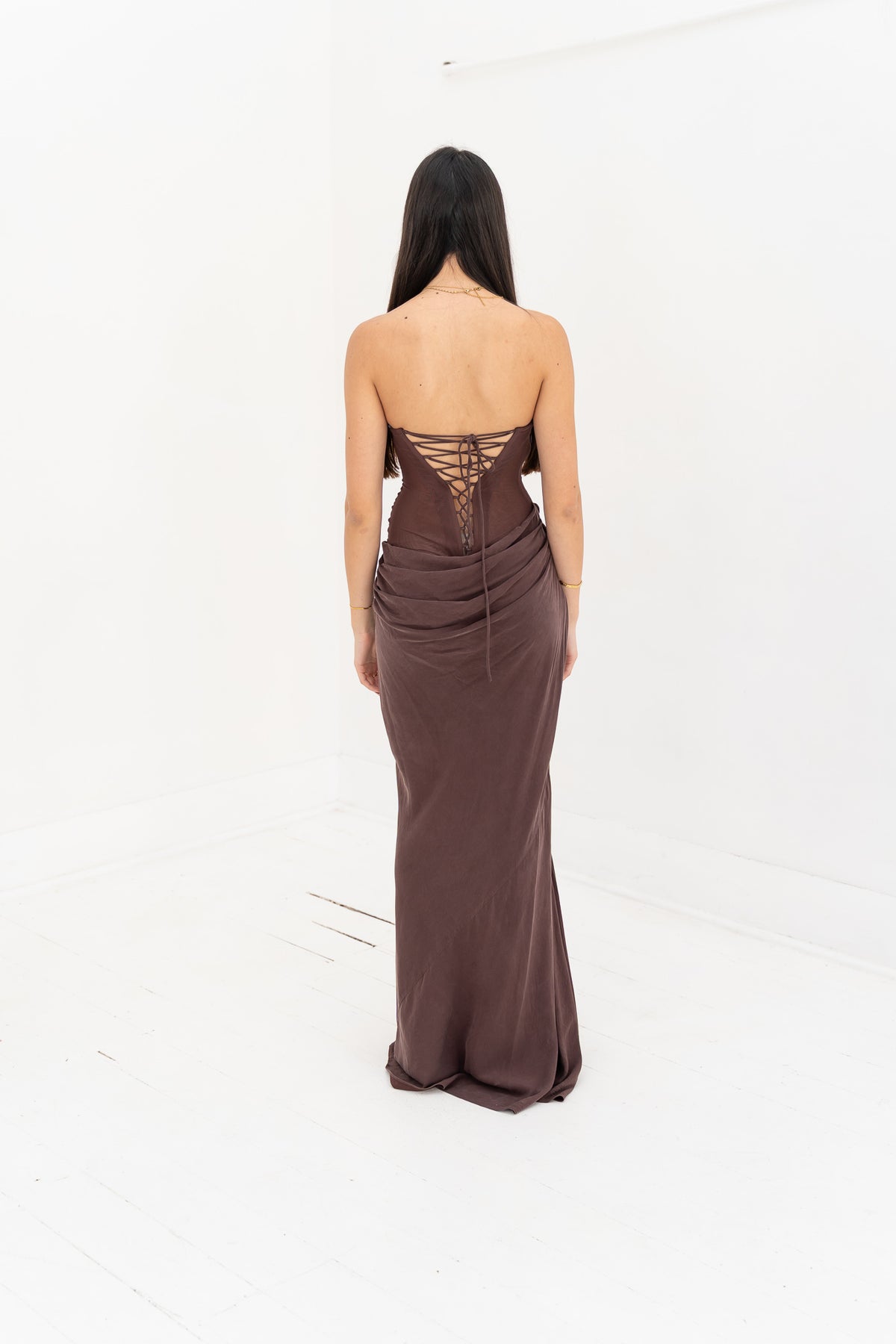 Liora Maxi Dress- Plum Brown